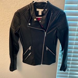 H&M Black Leather Jacket Size 2